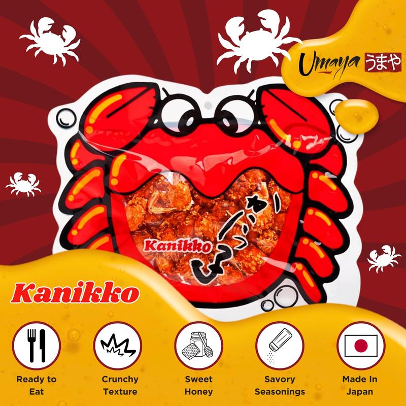 UMAYA - Okabe Kanikko - Ready To Eat Fried Japanese Baby Crabs - With A Hint Of Sweet Honey and Savory Seasonings - Crunchy Gourmet Snack From Japan - Individual 2.3oz (65g) Snack Size Bag - Pack of 1