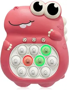 Pop Quick Push Game Light Up Fidget Toys Handheld Puzzle Press Popping Game Console Birthday Gift for Kids Ages 3+ Adult Pink Dinosaur