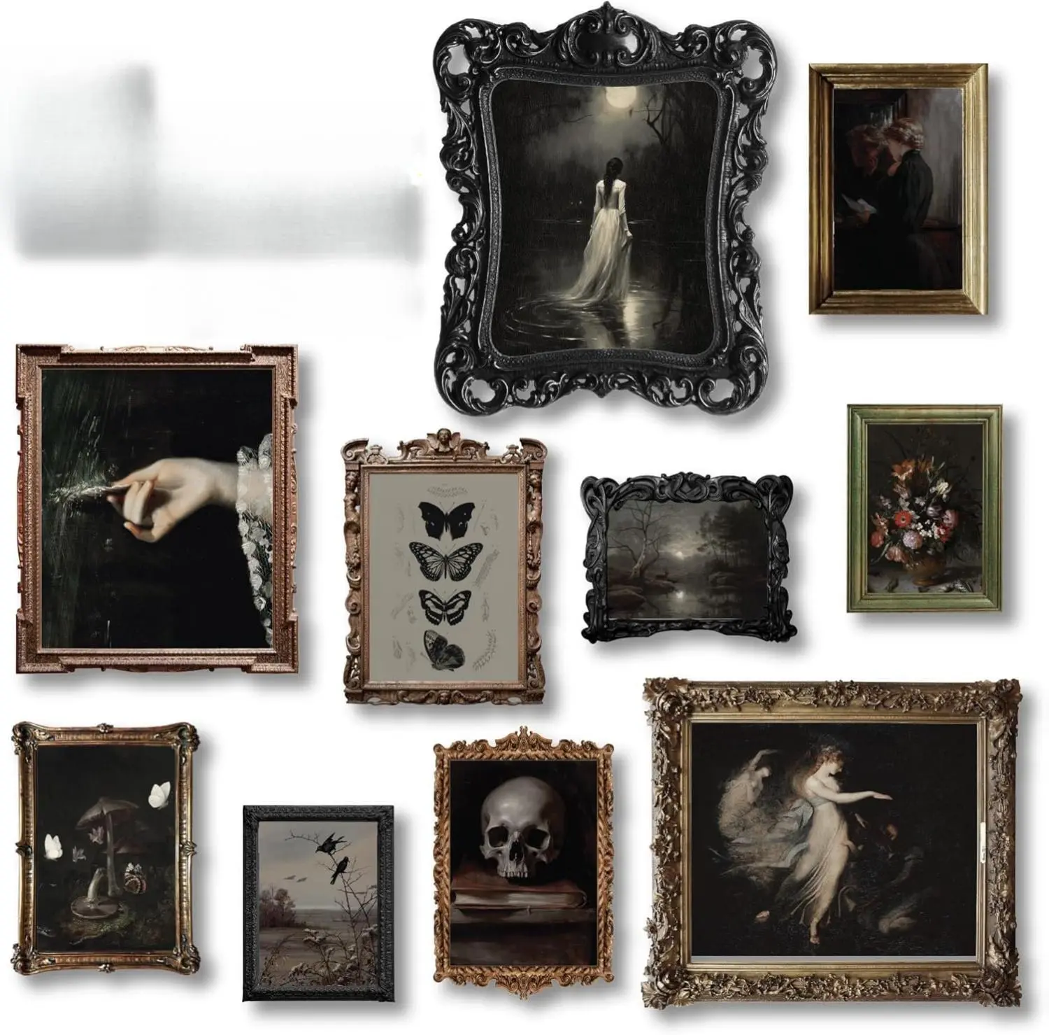 Decor Dark Academia Decor - Victorian Gothic Wall Art Prints, Dark Moody Aesthetic Pictures, Creepy Goth Posters Vintage Gothic Painting for Home Bedroom Decorations (8x10 Unframed)
