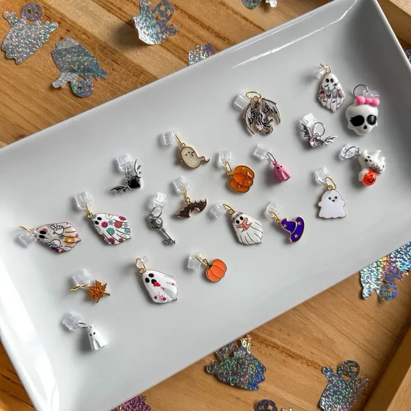 Halloween Kindle Charms, Spooky Season, Phone Charms, iPad Charms | USB-C Dust Plug, Assorted Charms with Colorful Designs and Unique Shapes, Perfect for Book Lovers