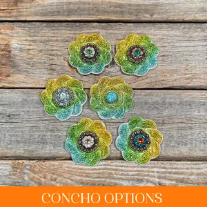Triple Color Flower Rhinestone Rosette - Assorted Conchos