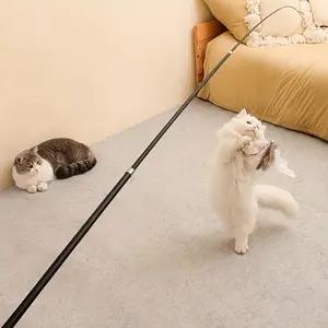 70.87inch Retractable Cat Toy Feather Wand Four Section Polycarbonate Material Pet Supplies Batteries Not Included treat pouch dog seatbelt quirky gift weatherproof case notangled sympathy breathable mesh cat harness collar for two leash breakaway fordogs