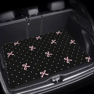 1pc Pink Bowknot and White Dot Pattern Car Trunk Mat | Durable, Machine Washable, Suitable for Sedans, Trucks, and SUVs, Easy to Clean, High-End Car Accessory, Universally Applicable, Car Interior Accessories Girls