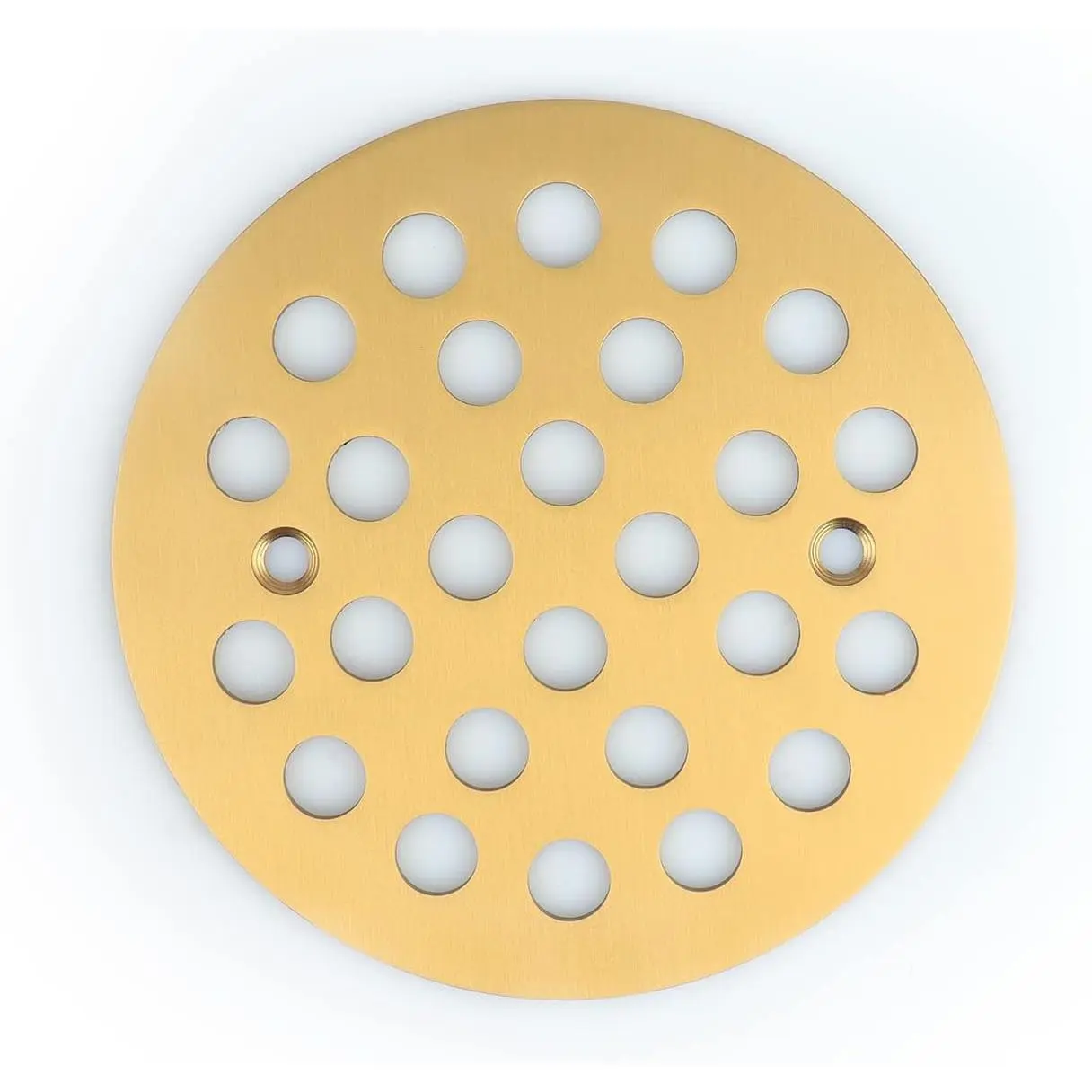Brushed Golden Stainless Steel Durable 4.25-Inch Screw-In Round Floor Drain Cover, Replacement Shower Drainer Grate for Bathroom Supplies
