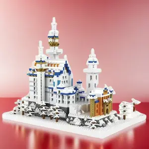 World Architecture Building Blocks Micro Grain Snow Scene Swan Lake Castle Heart Church Large DIY Model Puzzle Toy 1750 Pieces