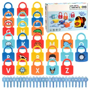 26PCS Alphabetic Locks & Keys Matching Montessori Toy Set for 3+ Preschool Kindergarten Kids Learning Alphabet Animal Birthday Christmas Gifts Upper Lowercase Letters, Ideal Christmas Gift
