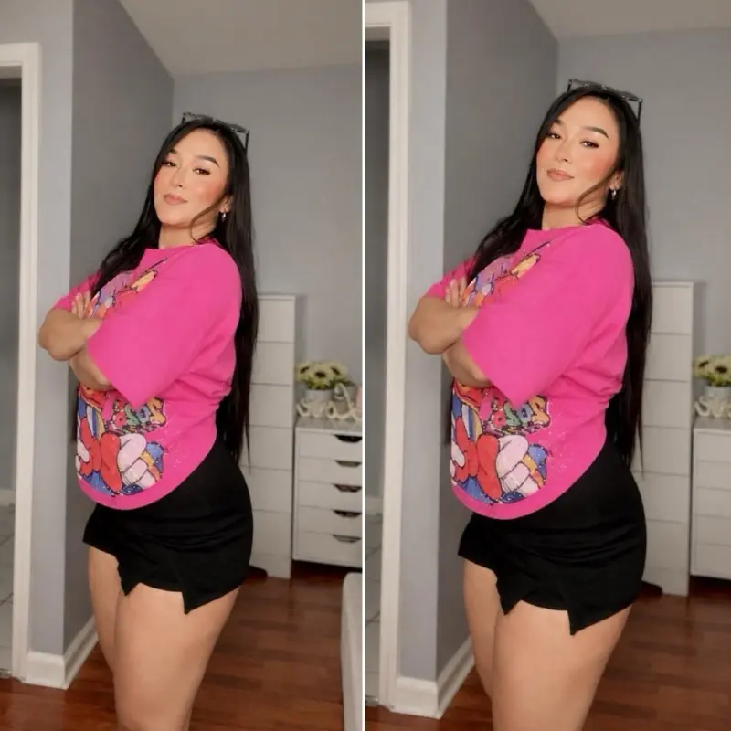 Paty133-Oversized cropped shirt