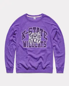Retro K-State WiIdcats Mascot Arch Crewneck, Game Day Ready Sweatshirt, Show Your K-State Love, Football Fans, Trending Us Streetwear, Viral on Tiktok Menswear Long Sleeve Casual Pullover