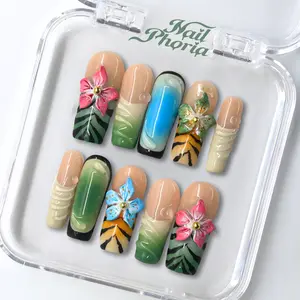 NailPhoria KUALOA REALM - Handmade Press-On Nails | Reusable, Salon-Quality, Long-Lasting, Glossy Design