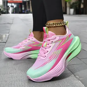Stylish gradient knit athletic trainers, ultra-light breathable running sneakers, comfortable shock-absorbing shoes for sports, jogging, and everyday comfort