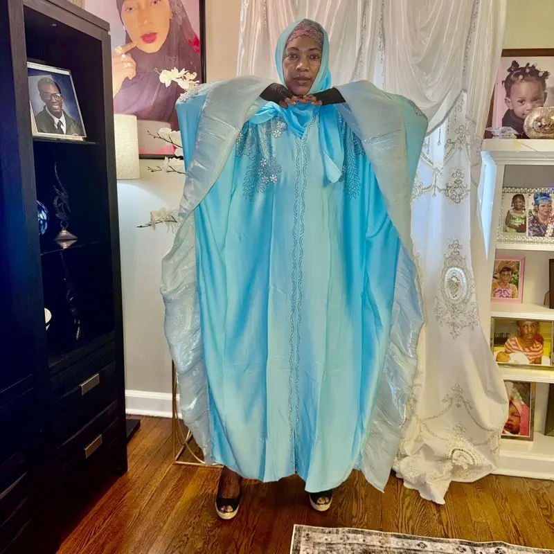 Light blue butterfly abaya set
