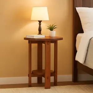 Mission Style Oak Round End Table - Michael's Cherry