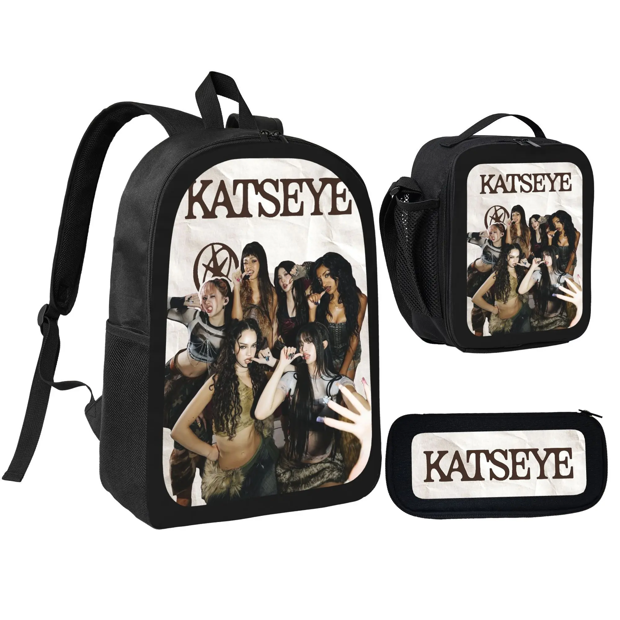 Katseye 3-in-1 Backpack Lunch Bag Pencil Case Set - Trendy K-Pop Inspired School Supplies for Girls, Featuring Sophia, Lara & All Members, Durable Back-to-School Essentials