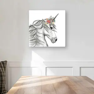 212 MAIN Magical Unicorn Wall Art - 16x16 in. Artistic Aluminium Metal Photo Print, Animal Artwork, Brightly Decorated, Character Art, Colorful Ornate, Cute Decorative, Home Decor Gift Idea, Illustrative Horse Design, Animal Artwork Prints, Brightly Decor