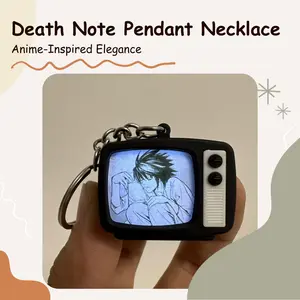 Anime Death Note Sound TV Pendant L Necklace Yagami Yuki Notebook Doll Purple Silver Alloy Material Chain Jewelry