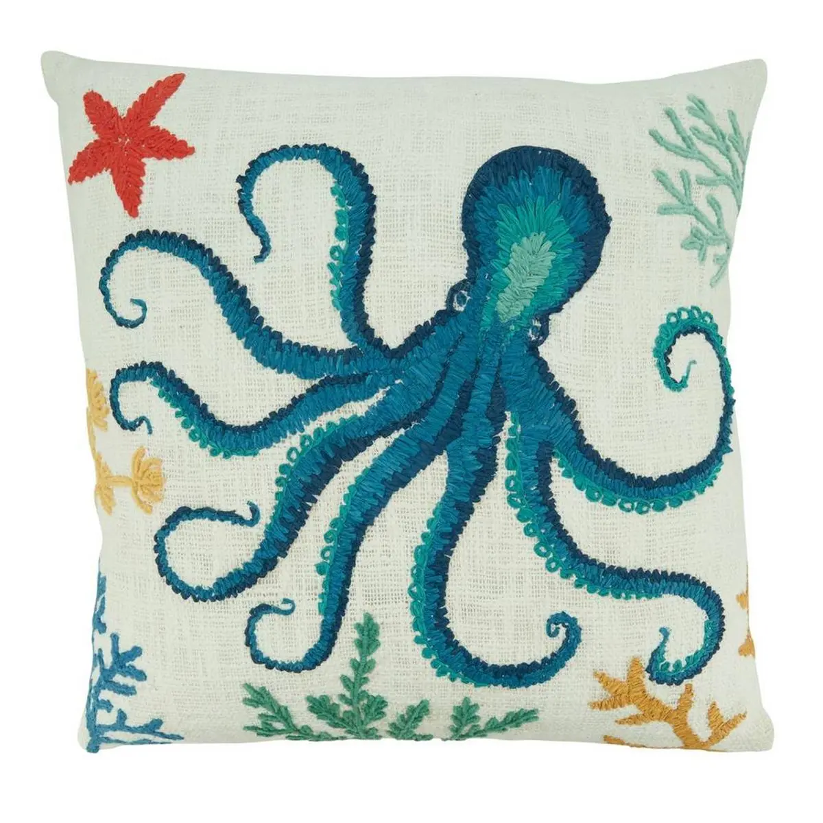 Saro Lifestyle 6941.M20SD 20 in. Octopus Motif Down-Filled Throw Pillow - Rich Tones, Coastal Look, Ocean Vibe, Plush Filling, Down Filling