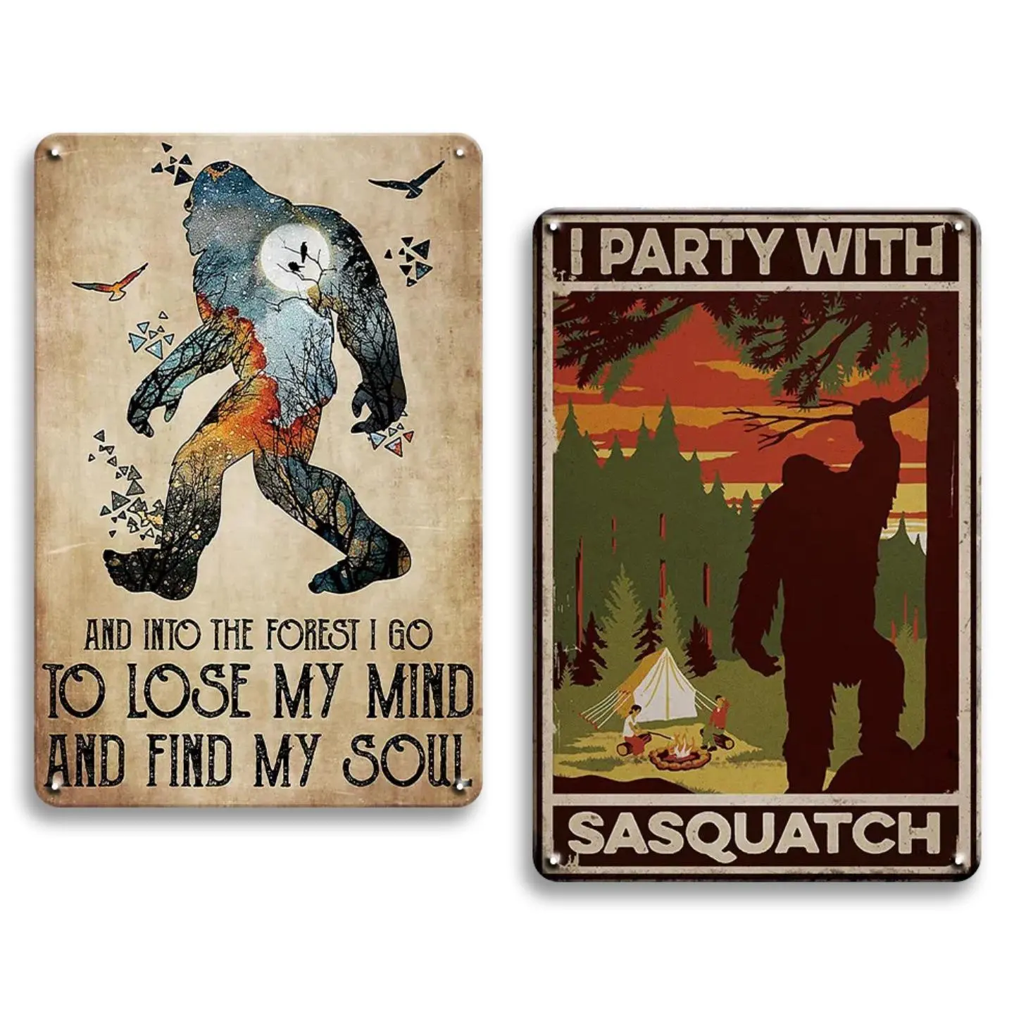 Vintage Sasquatch Bigfoot Metal Tin Sign, Wall Metal Plaque, Rustic Wall Art Decor, Wall Decor for Garage & Man Cave, Home Decor, Rustic Design, Home Decor Products