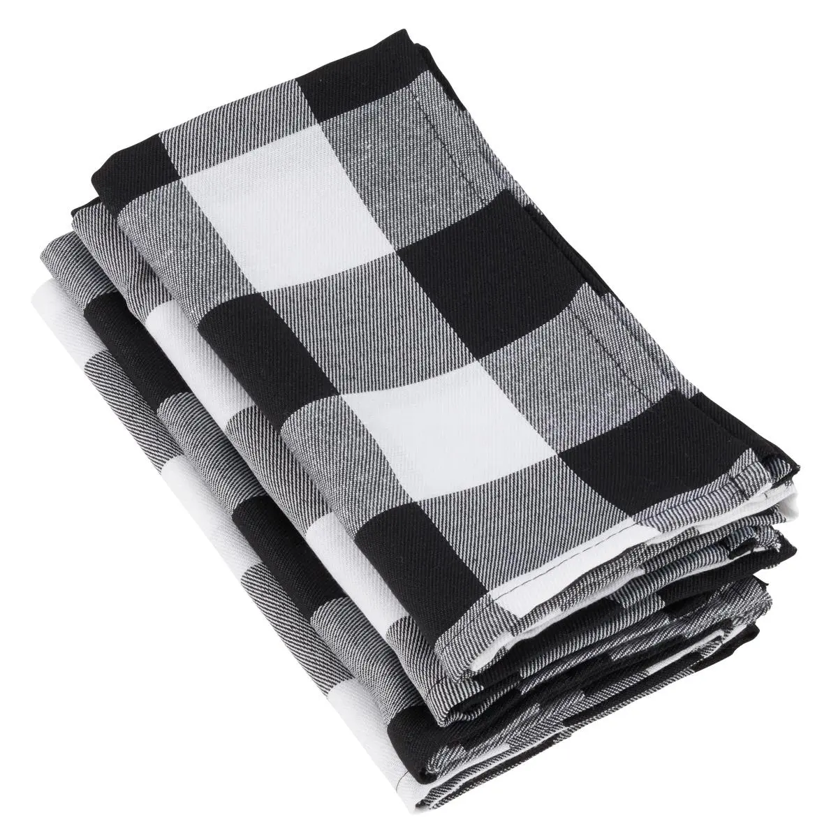 212 MAIN 20 in. Square Cotton-Polyester Blend Checkered Napkins - Black Plaid, Set of 4, Charming Kitchenware Dinnerware Home Accessory, Reusable Fabric Napkins