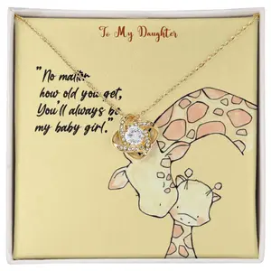 Pendant For Daughter, Daughter, Pendant Necklace, Beautiful Necklace, A Heartfelt Keepsake From Mom, Dad, Grandparents, Message Card and Box, White Love Knot Necklace Christmas Gifts, Jewelry Gifts, Birthday Gifts