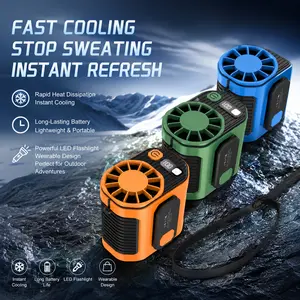 Haisl 3 in 1 Outdoor Fan (1 Count), USB Rechargeable Waist Cooling Fan with Flashlight & Power Bank, Portable Fan for Outdoor Work, Hiking, Camping, Travel