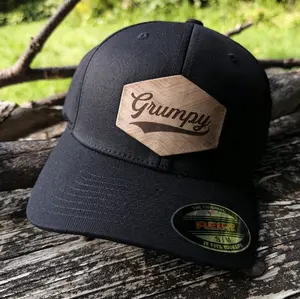Custom Flexfit Grandpa Hat size S/M - Personalized Leather Patch Baseball Cap