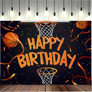 Basketball Birthday Background Banner, Basketball Themed Birthday Party Decoration, Photography Background, Wall Decoration, Indoor & Outdoor Decoration, Ornaments, Party Decorations Banners