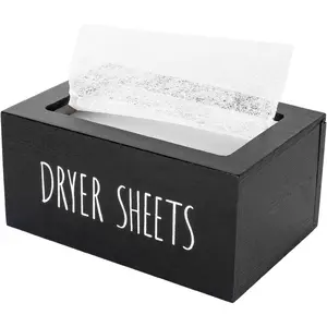 Laundry Room Decor Dryer Sheet Container  Detergent Dispenser Organization and Storage Box Holder for Laundry Pods, Dryer Balls, Black
