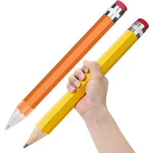 Giant Pencil, 14 Inch Big  Pencils, Funny  Huge Comically Large Pencil with Cap for Prop/Gifts/Decor(Yellow/Orange)