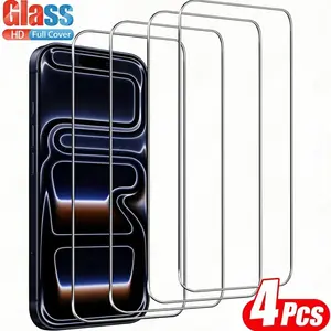 4-Pack HD Tempered Glass Smartphone Screen Protector, Compatible with iPhone 17 Pro Max/17 E/17 Air/16 Series, Crystal Clear Visibility, 9h Hardness