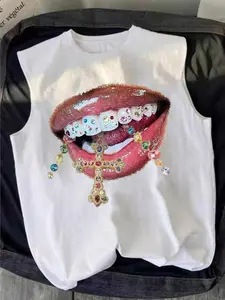 Men's Sleeveless Casual Vest Tank Top, Flame Lips Print, Summer Vacation Daily Wear, Comfortable Layering Option, Trendy Simple Design