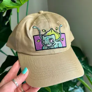 Bulbasaur Anime Embroidered Baseball Hat, Grass Type, Poke, Funny, Dad, Trucker, Fishing, Gifts for Him, Birthday, Christmas, Father's Day, Unisex
