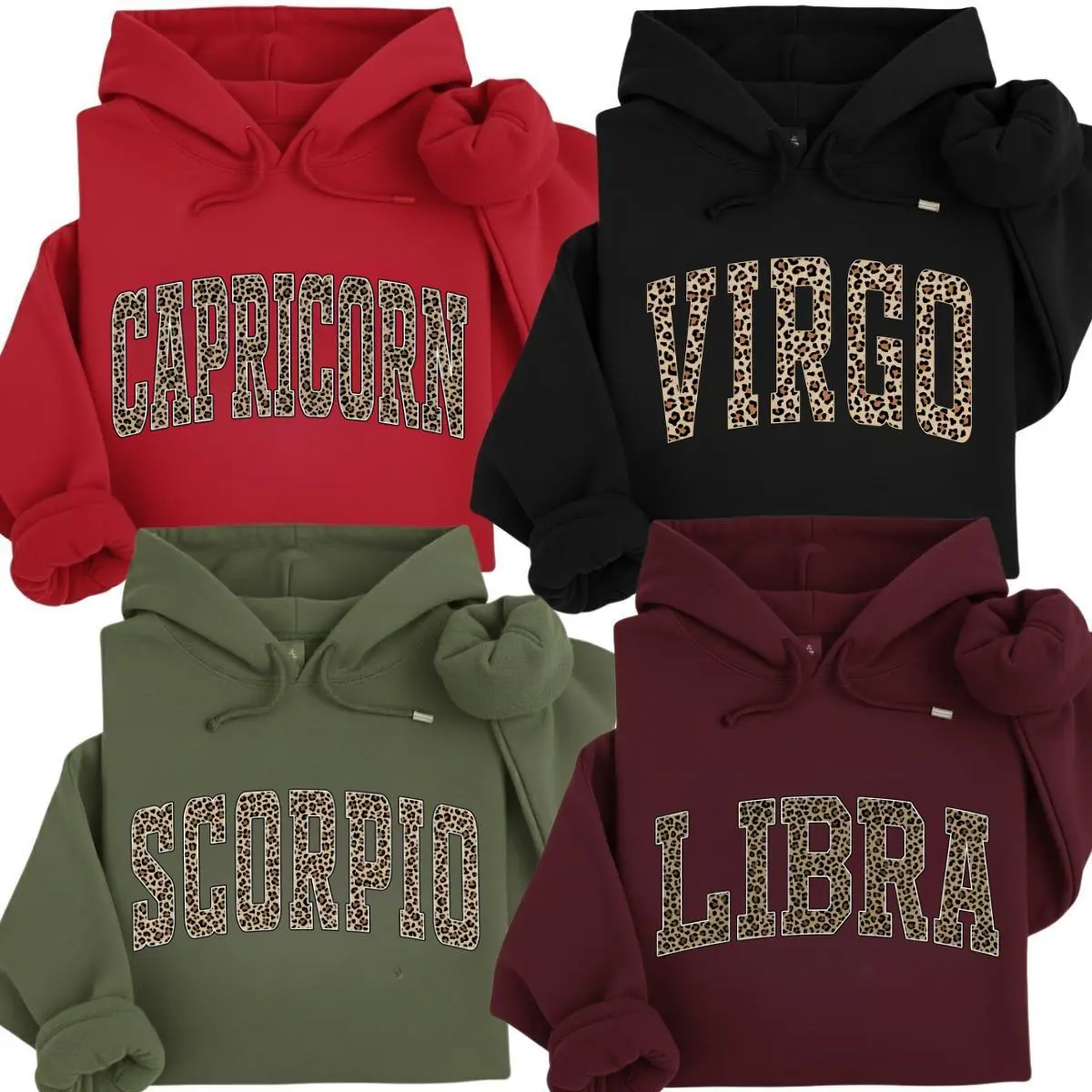 [LEAVE A NOTE OR NOT EST YEAR] Full 12 Zodiac Hoodie, zodiac leopard print hoodie astrology sign hoodie zodiac streetwear hoodie horoscope gift hoodie zodiac aesthetic astrology lover gift animal print zodiac hoodie