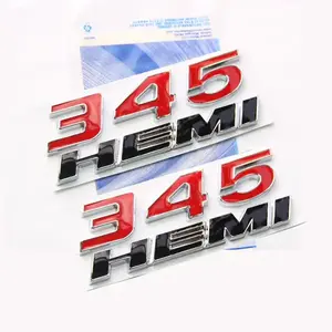 345 Side Emblem Badge Set Fits Dodge Challenger Charger RAM 1500 (Black/Red) 2-Pack