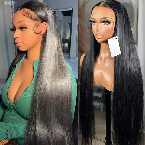 Lemoda 13x6 Full Lace Frontal Wig 200 Density Straight 13x4 Lace Front Wigs Human Hair Transparent Lace Pre Plucked 15A Brazilian Virgin Human Hair Wigs for Women