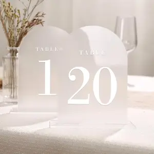 Frosted Arch Wedding Table Numbers with Stands 1-20, 5x7"  Display Signs and Holders, Pack of 20,  for Centerpiece, Reception, Decoration, Party, Anniversary, Event