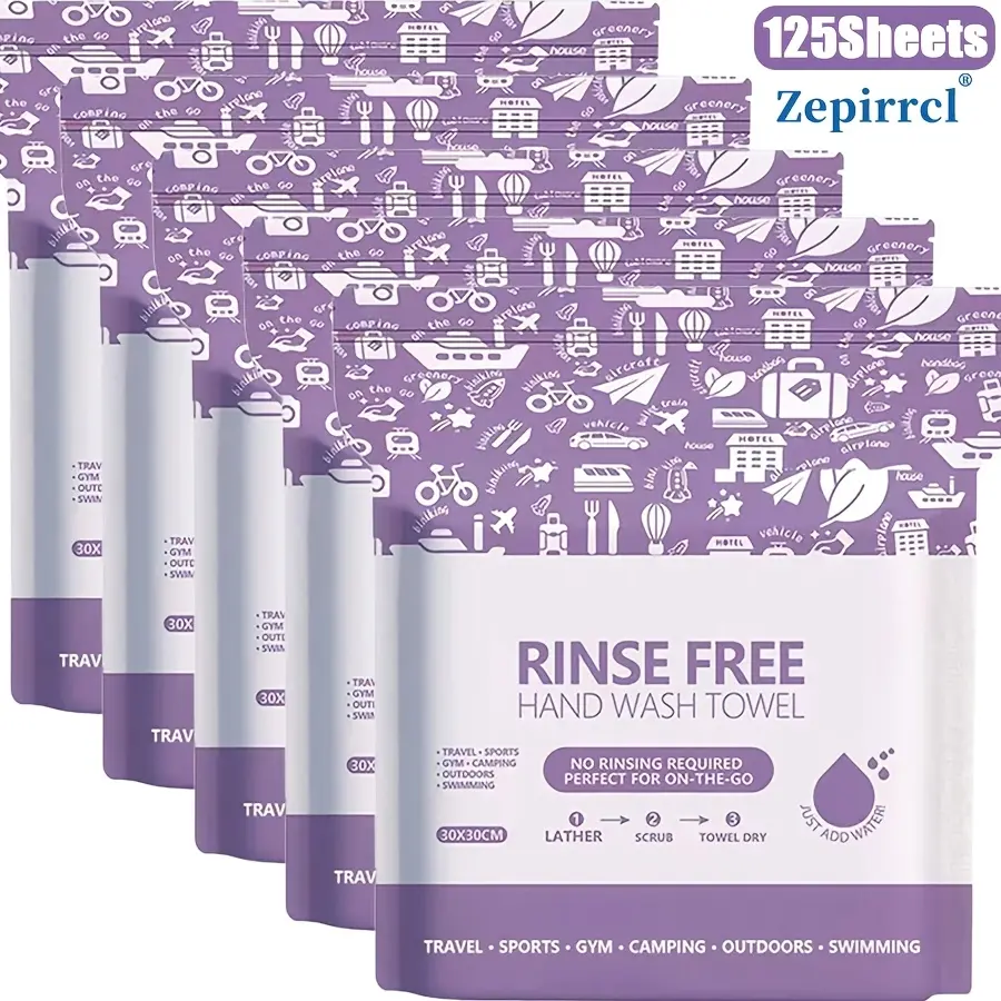 125 Sheets Disposable Rinse-Free Bath TowelsJust Add Water, Knead To Lather, No Rinsing Required. Homeless bulk items, Ideal For The Elderly, And Individuals With Limited, Mobility.11.81×11.81 Inches, 25 Sheets Per Pack