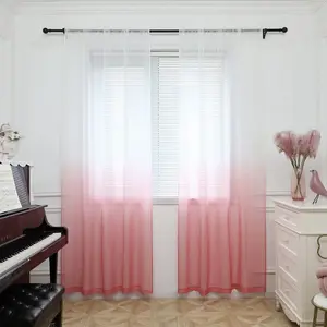 2-Pack Gradient Color Sheer Curtains, Top Rod Hanging, Semi-Transparent Decorative Divider, Modern Bedroom Living Room Study Window Drapes, Mediterranean Style Outdoor Balcony Curtain