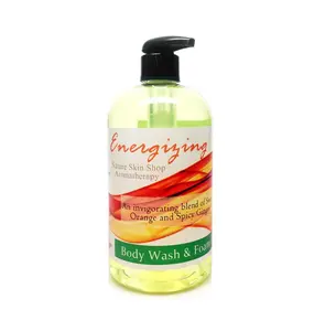 Aromatherapy Energizing Shower Bath Gel - Sweet Orange & Spicy Ginger Blend for Cleansing & Skin Repair - 16 oz Body Wash