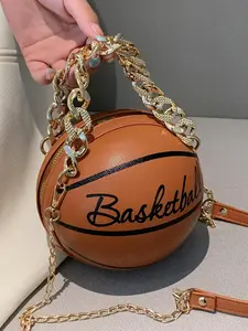 Women's Fashionable Basketball Shaped Handbag, Casual Simple Handbag for Daily Used, Trendy Versatile High-quality Daily Commuting Bag, Girl Shopping Bag, Girl Dating Bag, Crossbody Chain Bag