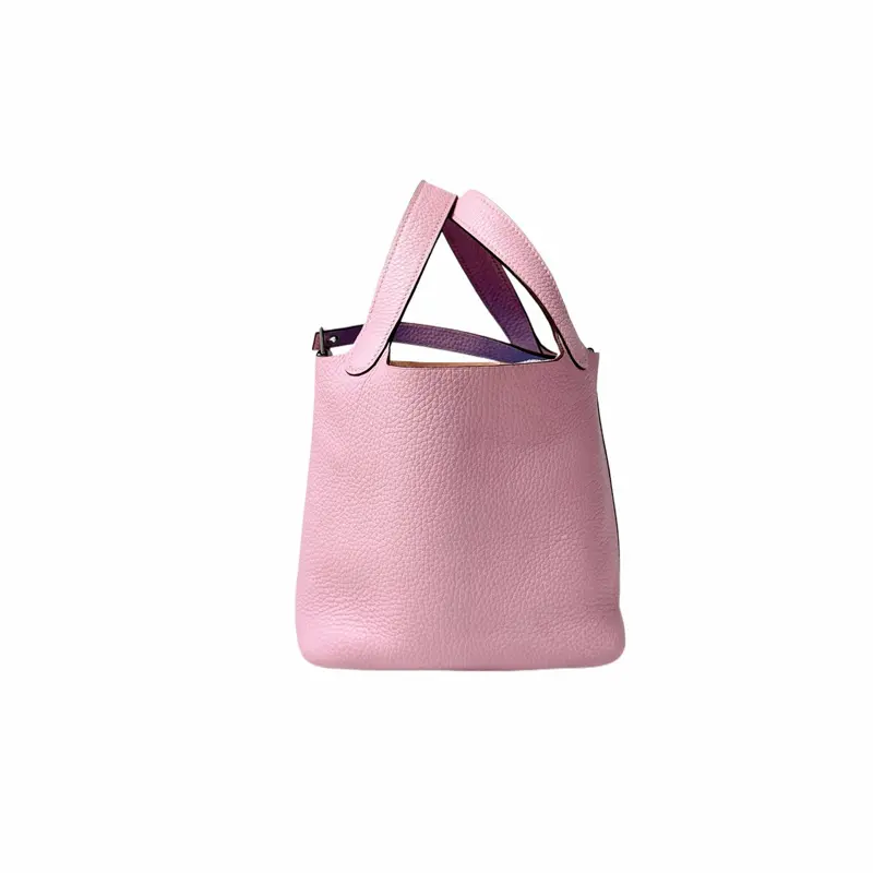 Pre-owned HERMÈS leather Shoulder Bags Hermes Picotin tc baby pink 18 handle bag