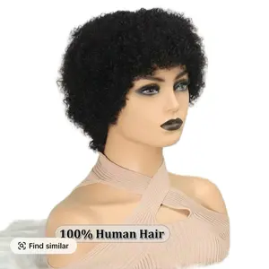 Glueless Wigs Human Hair Wigs Short Afro Kinky Curly Burgundy Color Wig For Women  Human Hair Wigs 99j Color 180% Density Pixie Curl Afro Wig Afro Kinky Curly Wigs Onetide Hair