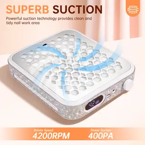 CHRISTINE SHELY Cordless Nail Dust Collector, Compact Vacuum Fan, Reusable Filter, SProR Powerful Dust Suction Machine for Acrylic Gel Polish Manicure & Pedicure