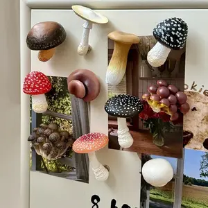 Cute Simulated Mushroom Fridge Magnets 3D Creative Magnetic Sticker Cartoon Resin Refrigerator Magnets Home Decoration