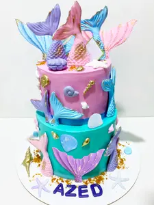 LaVenty cake shed cake topper gender reveal Magical Little Mermaid Cake Topper Under the Sea Cake Decoration Seashell & Mermaid Tail Ornaments for Mermaid Party
