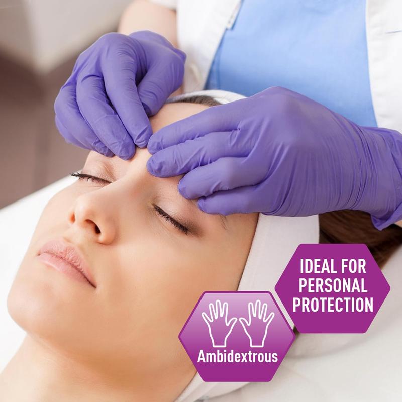 MedPride Powder-Free Nitrile Exam Gloves Iris Blue Medium - 100 Count Disposable Latex-Free Gloves Textured Fingertips Puncture-Resistant Beaded Cuff for Tattoo Artists Law Enforcement Medical Food Prep Cleaning