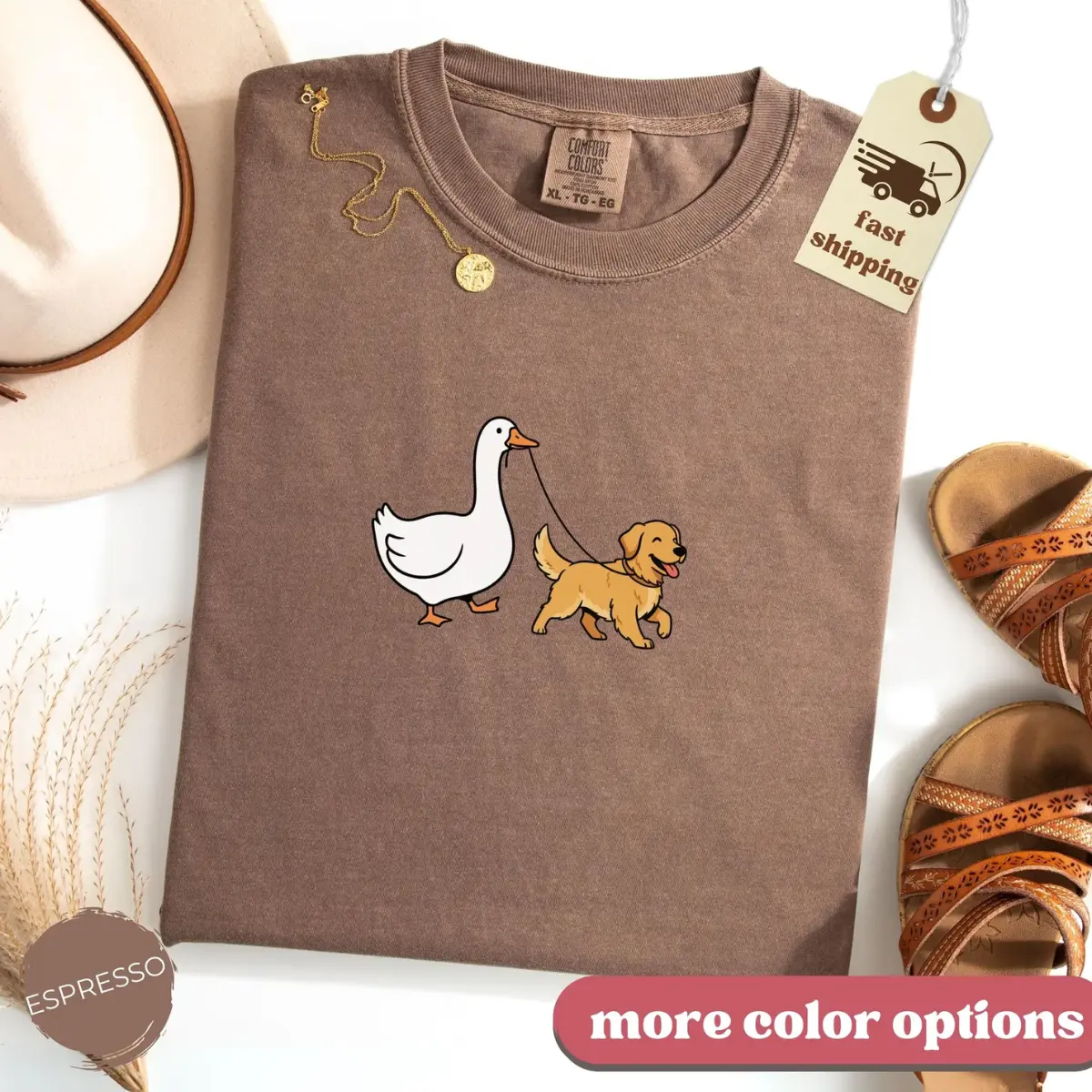 Comfort Colors Golden Retriever Shirt Goose and Dogs Tee Funny Golden Mom Shirt Silly Goose Walking Dog Tshirt Dog Lover Gift Dog Person TeeTop Womenswear Gift for Her