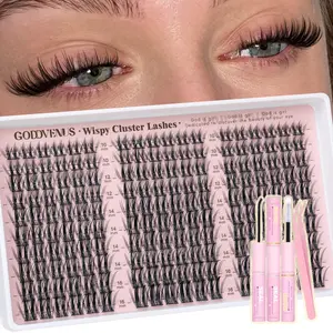 Goddvenus Manga Lash Clusters Kit Natural 300 Pcs Cluster Eyelash Extensions Kit Wispy Fairy Fluffy Eyelash Clusters Anime Cosplay Individual Lash Extensions Kit CC Curve 10-16mm