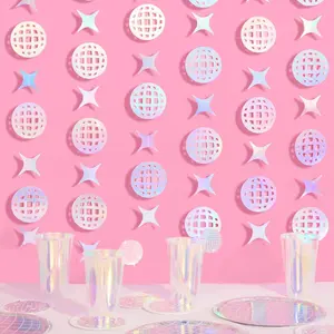 Iridescent Disco + Sparkle  Garland - 4 count, 12' | Last Disco Bachelorette, Groovy Birthday Party Decorations, Cute Retro Photo Backdrop, HBD, Photo Booth, Space Cowboy