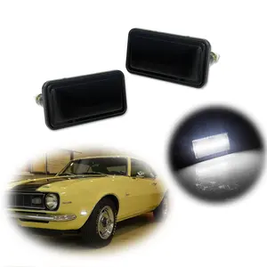2pcs For 1968 1969 Camaro Impala Nova Corvette Smoke Front White LED Side Marker lamps Lights,Replace OEM CA-FFL-68