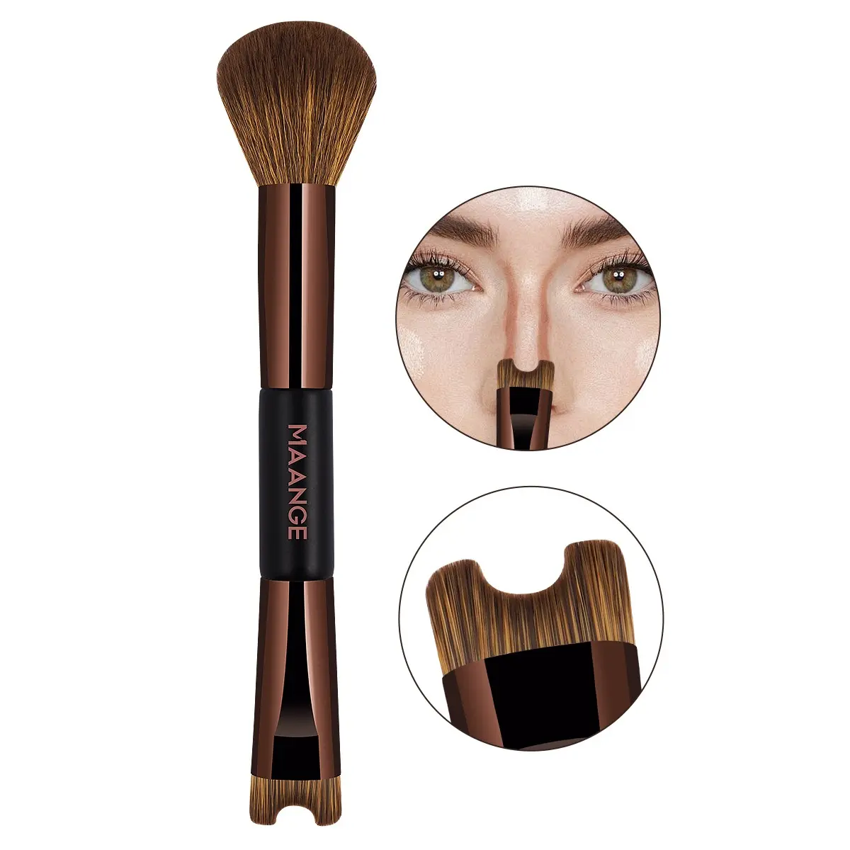 Maange Makeup Brush Set, Powder Brush, Blush Brush, Contour Brush, Metal Frame, Ideal for Home and Travel, Single Unit, Multitasker Brush, Multifunctional Makeup Brush, Travel Makeup Brushes